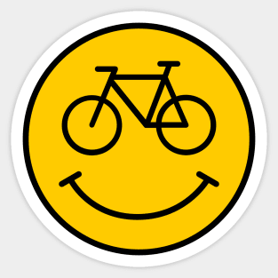 Yellow Bicycle Smiley Sticker